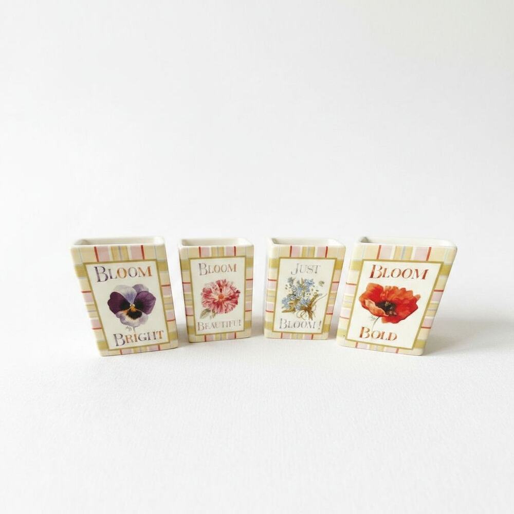 Vintage Floral Candle Set Farmhouse Style Pansy Rose Poppy Gift